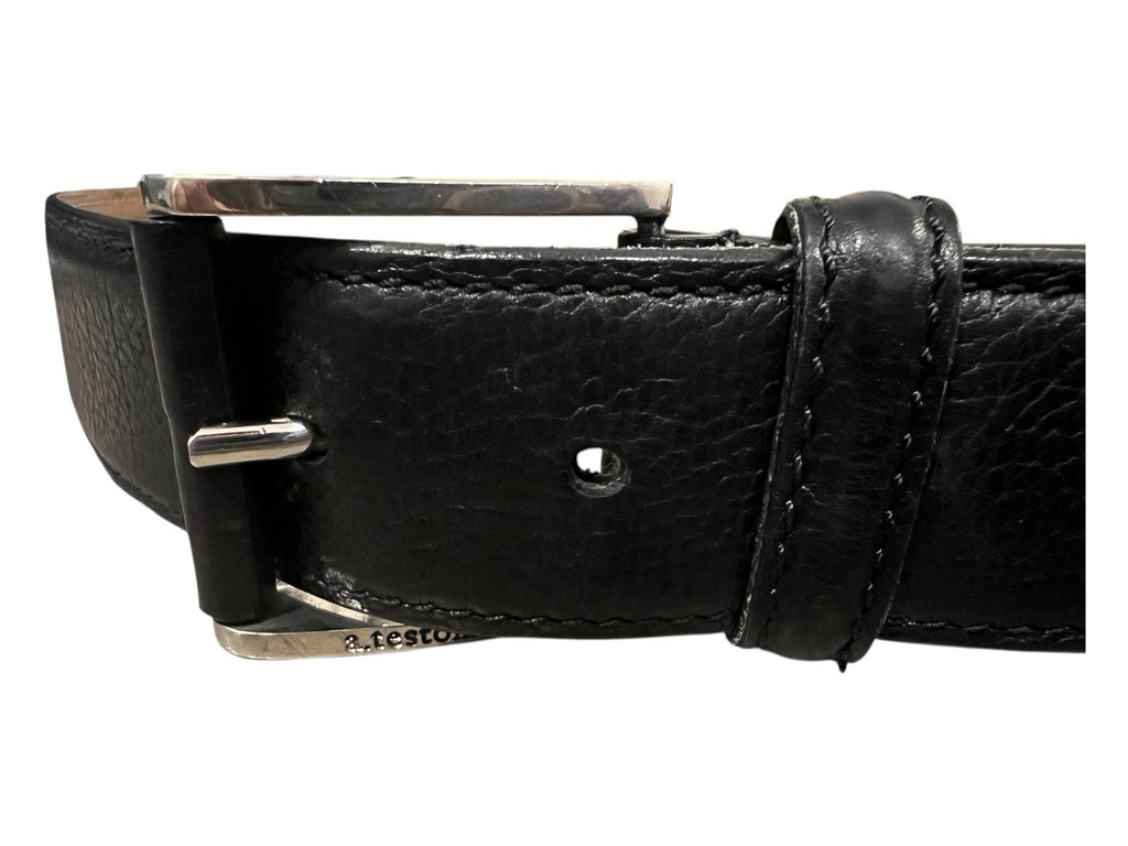 A.Testoni Genuine Leather Black Belt Size 38