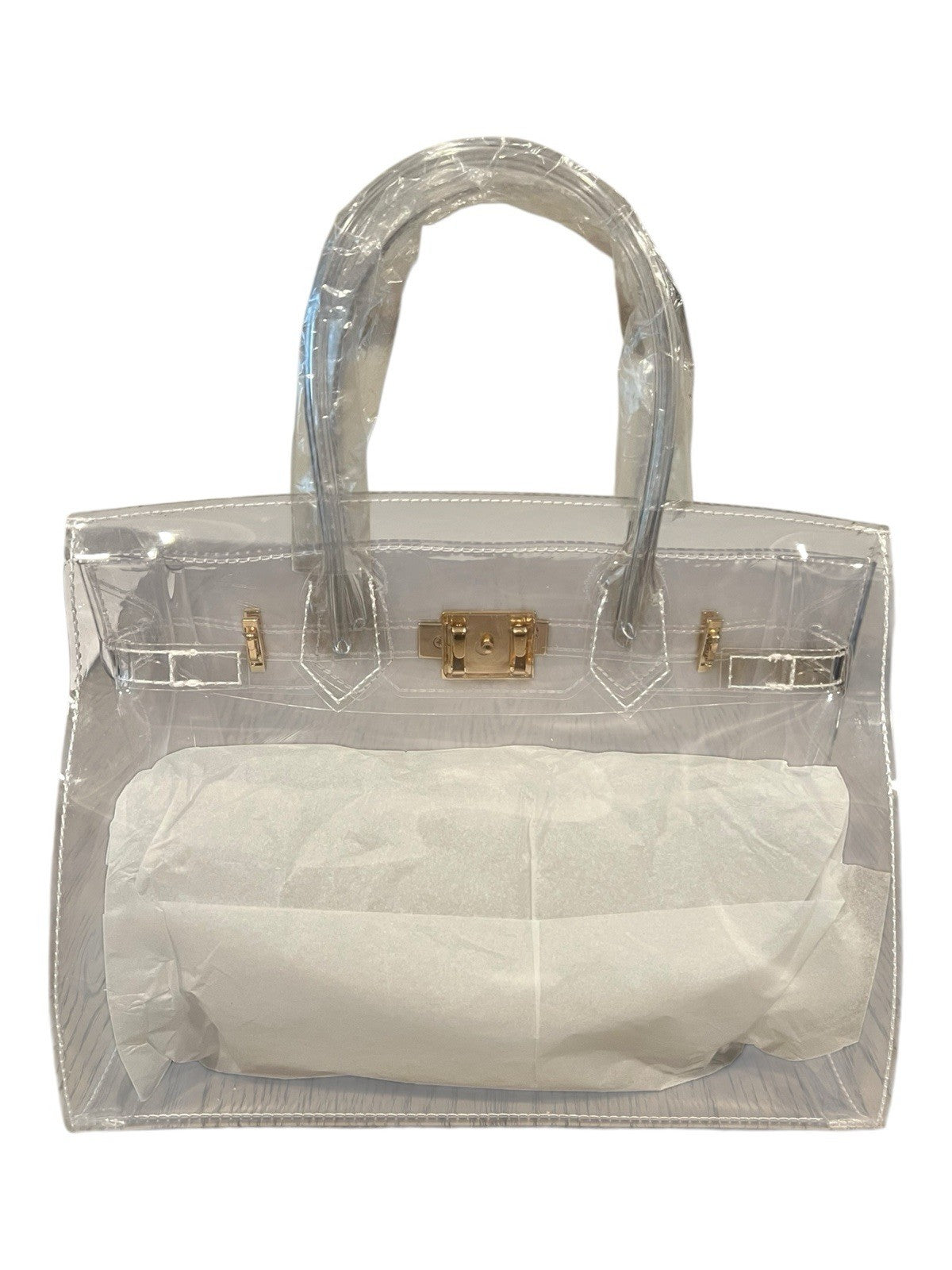 Brand New Stadium Vinyl Bag (Birkin Shaped) With Gold Hardware