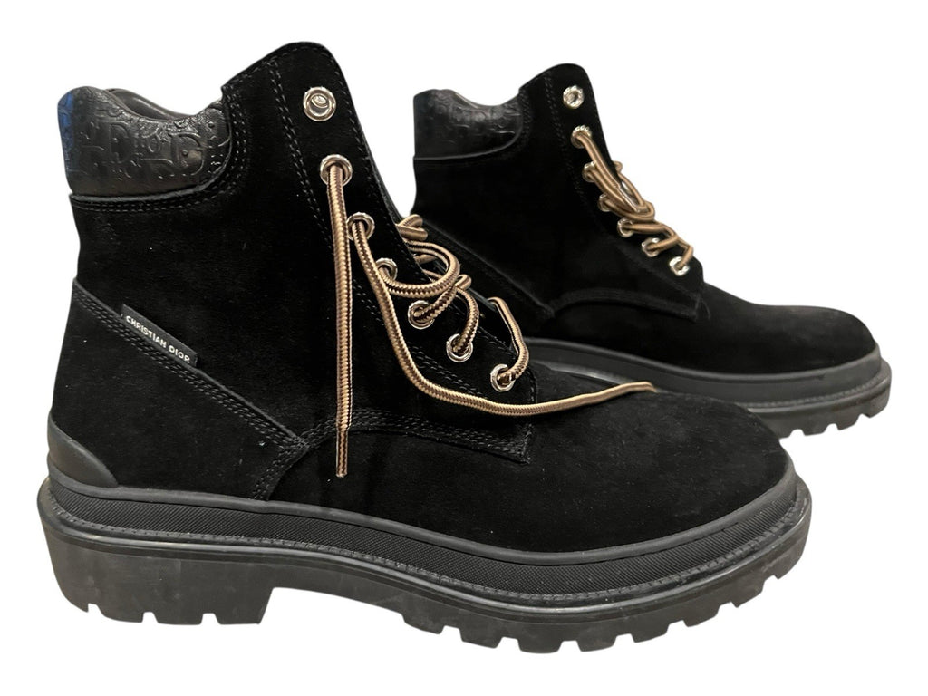 Christian Dior Explorer Ankle Boots In Black Nubuck Leather Size 41 US 10