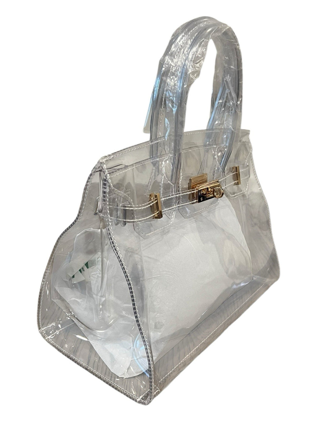 Brand New Stadium Vinyl Bag (Birkin Shaped) With Gold Hardware