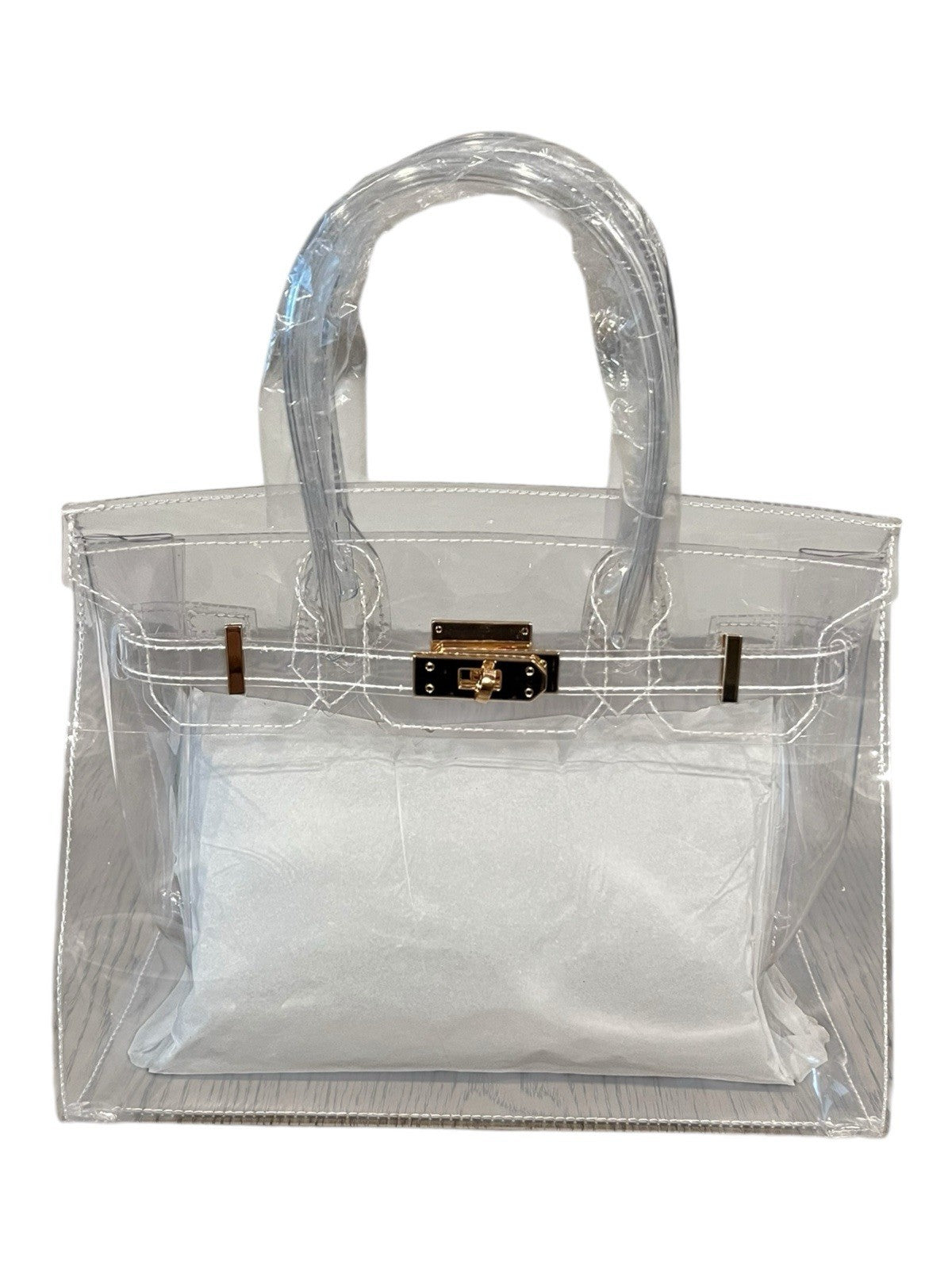 Brand New Stadium Vinyl Bag (Birkin Shaped) With Gold Hardware