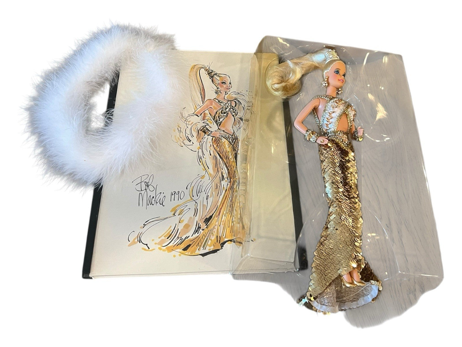 Mattel Barbie Doll Bob Mackie Gold 1990 Limited Edition Vintage box lid is broke