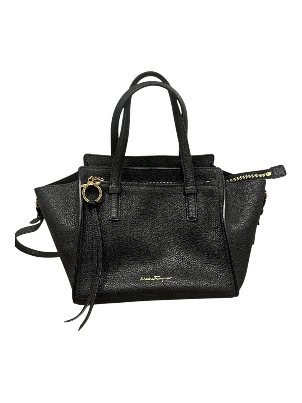 Salvatore Ferragamo Leather Top Handle Bag Black