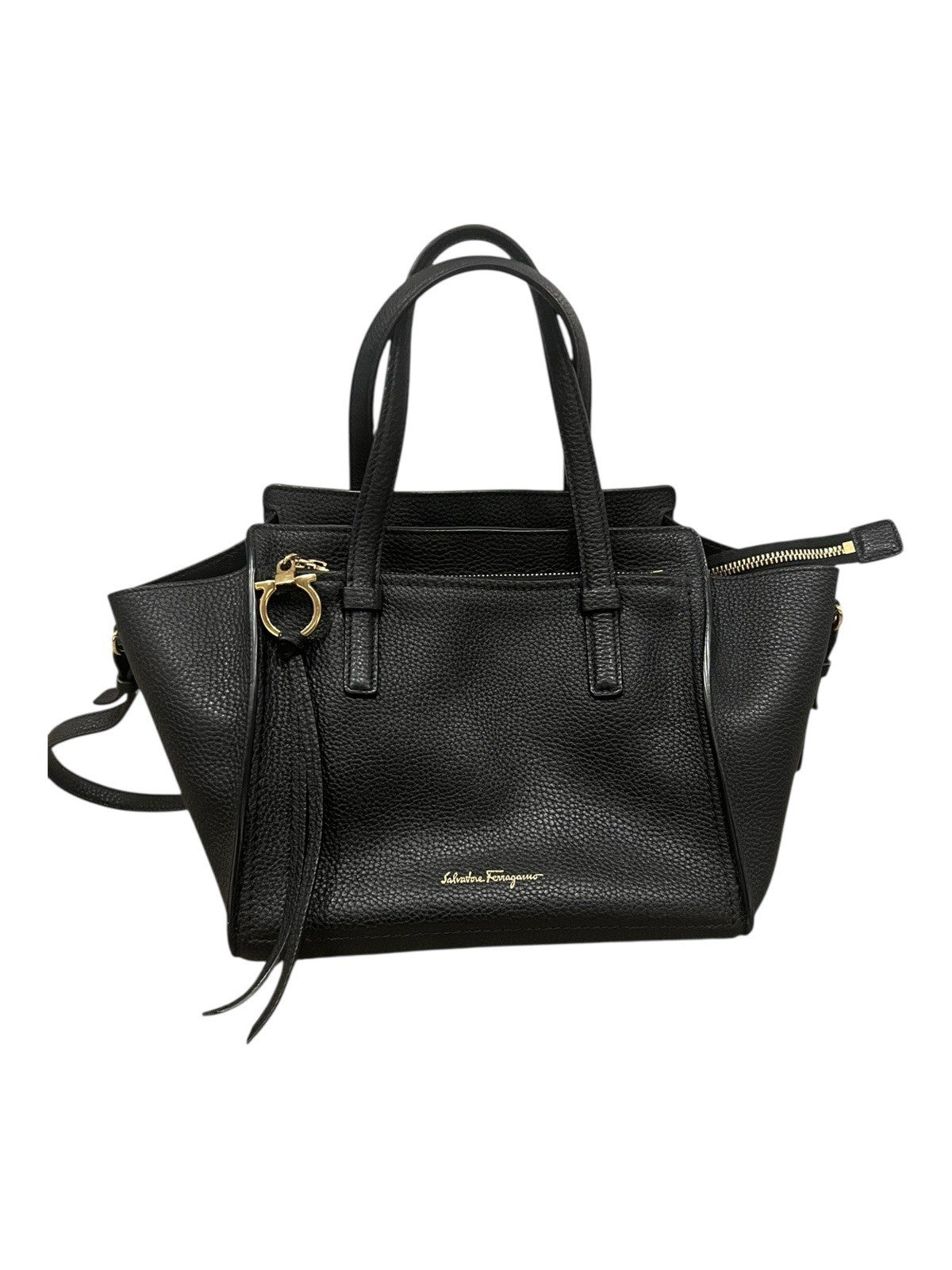Salvatore Ferragamo Leather Top Handle Bag Black