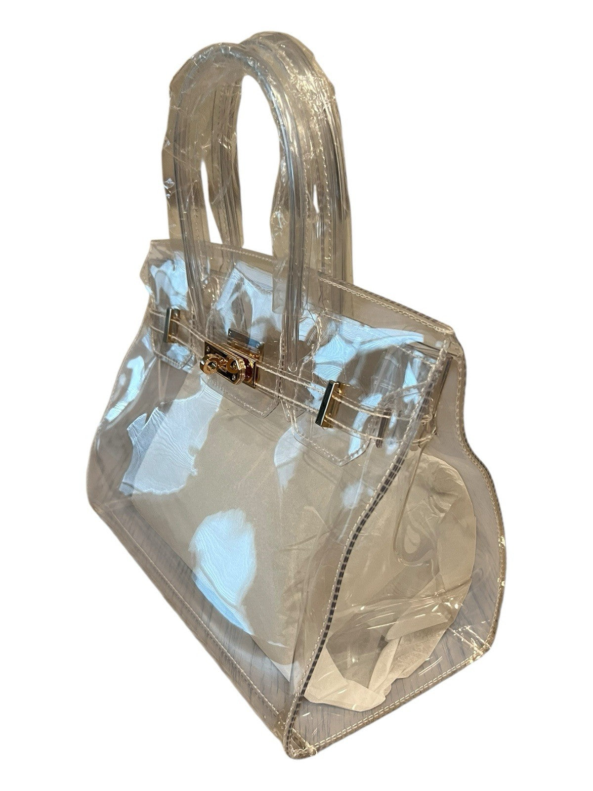 Brand New Stadium Vinyl Bag (Birkin Shaped) With Gold Hardware