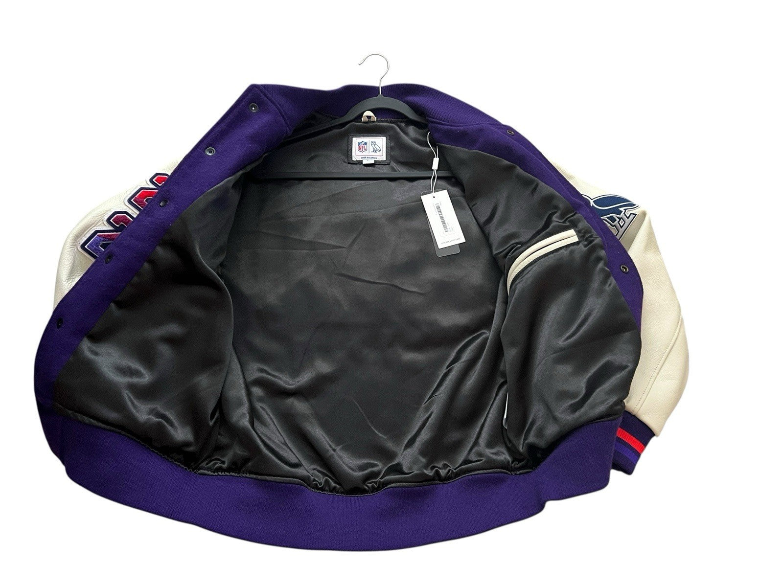 Purple And White Super Bowl LVIII OVO Varsity Jacket