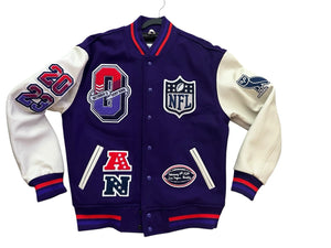 Purple And White Super Bowl LVIII OVO Varsity Jacket