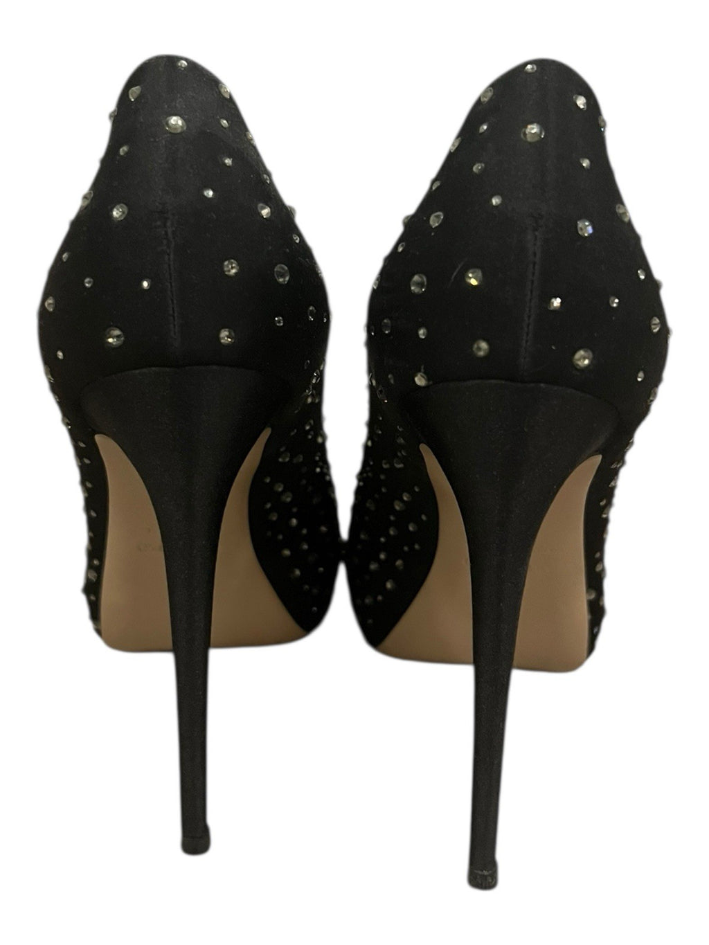 Valentino Black Satin and Mesh Crystal Embellished Platform Pumps Size 39