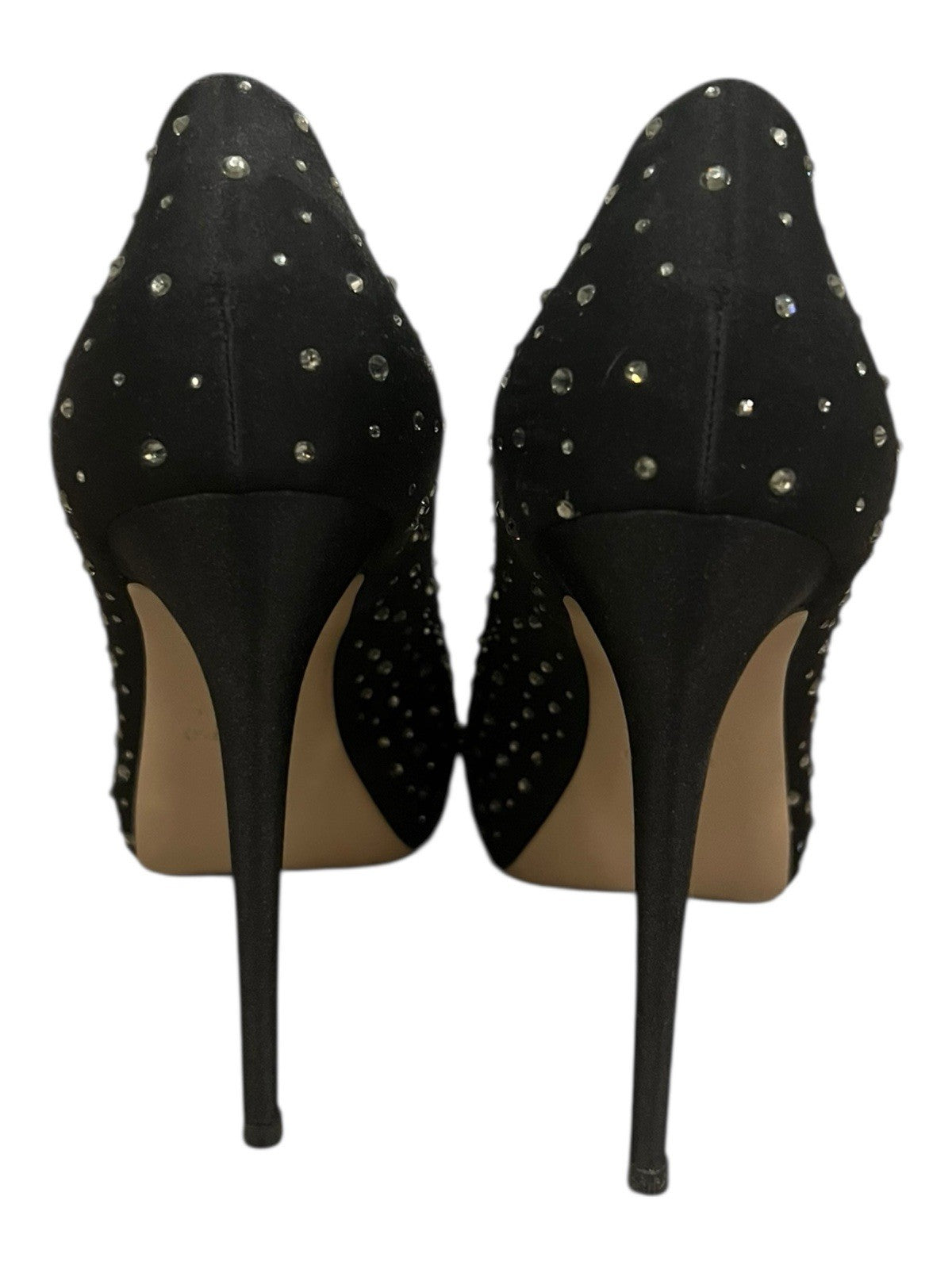 Valentino Black Satin and Mesh Crystal Embellished Platform Pumps Size 39