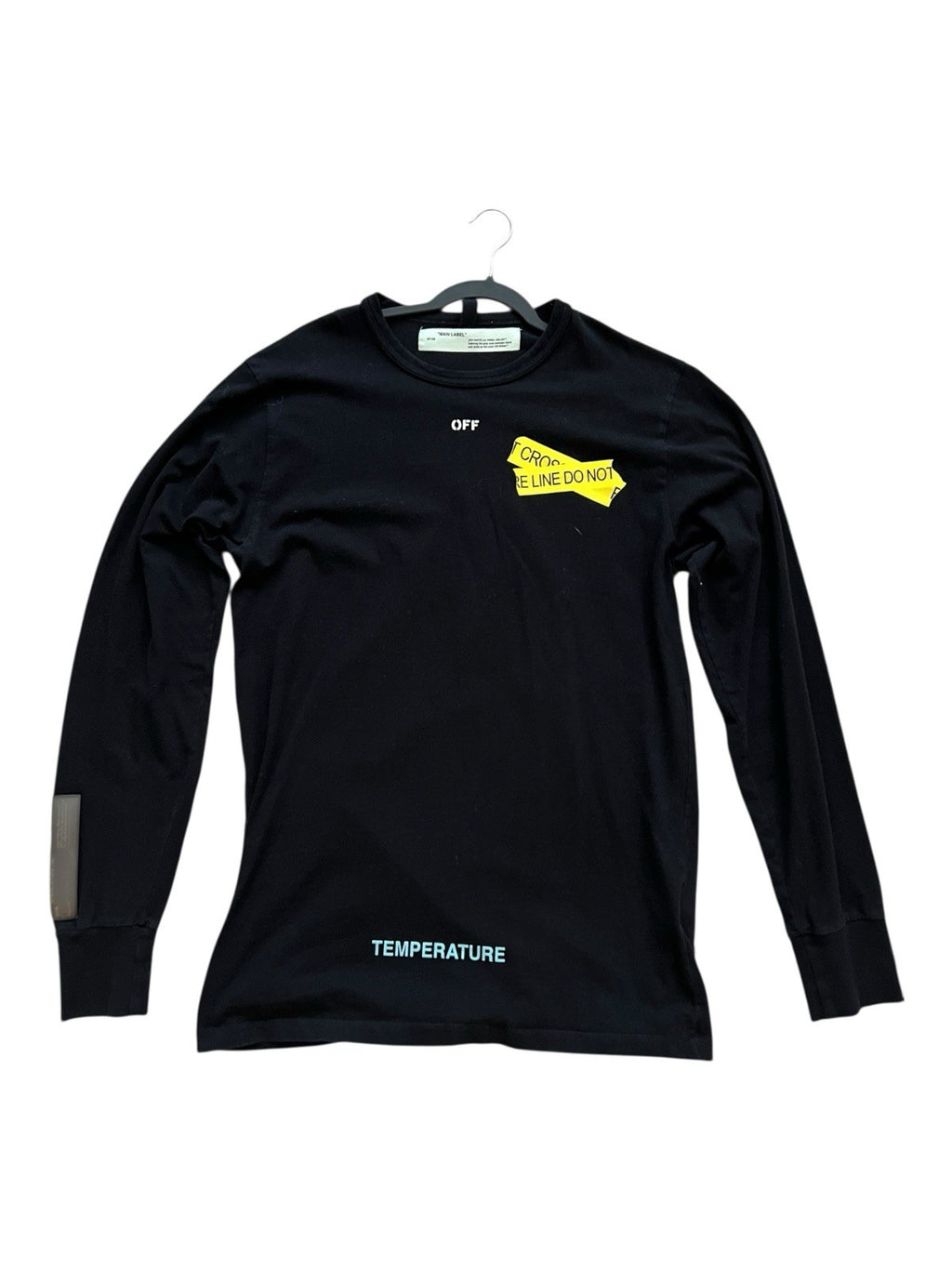 Off-White Fire Line Do Not Cross Temperature Long Sleeve Tee Black Size L