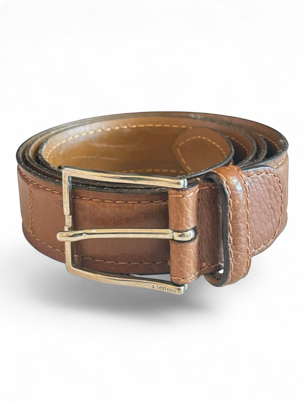 A. Testoni Brown Genuine Leather Belt Size 46/115