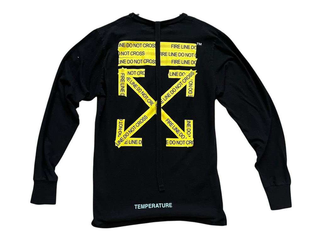 Off-White Fire Line Do Not Cross Temperature Long Sleeve Tee Black Size L