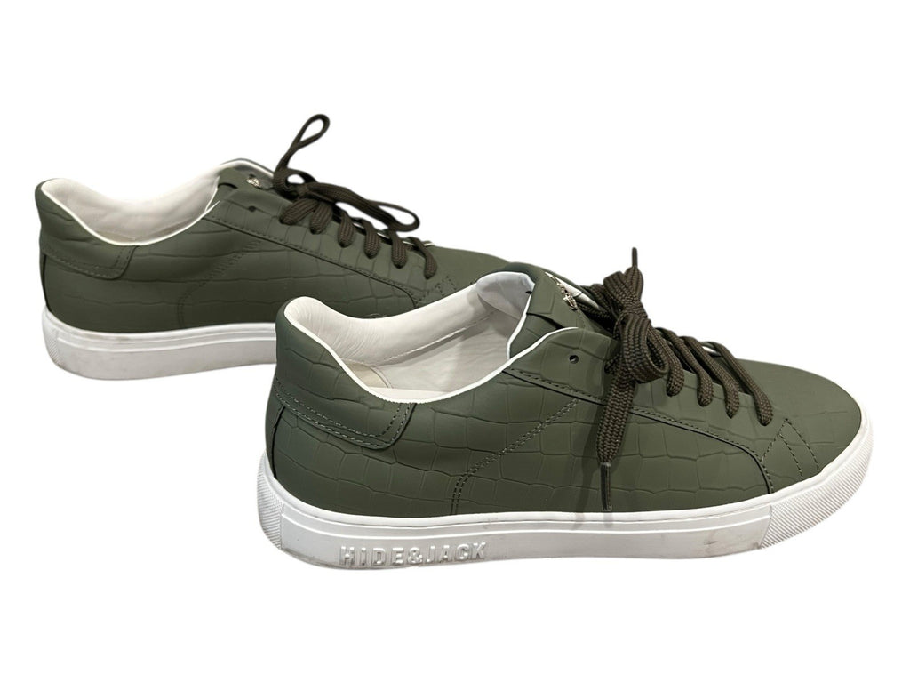 Hide & Jack Leather Croc Embossed Sneaker Green Size 10