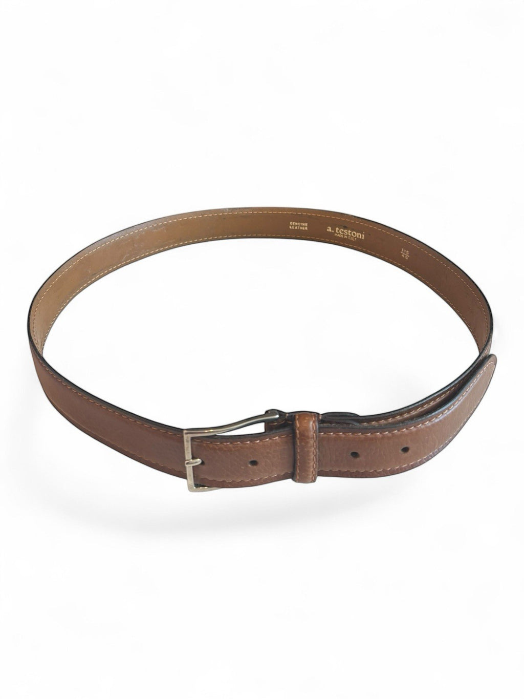 A. Testoni Brown Genuine Leather Belt Size 46/115