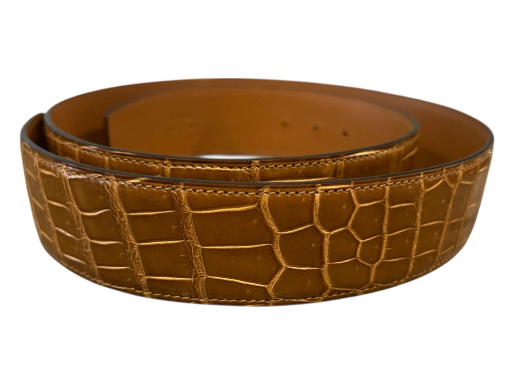 Hermes Brown Croc Belt No Buckle Size 90