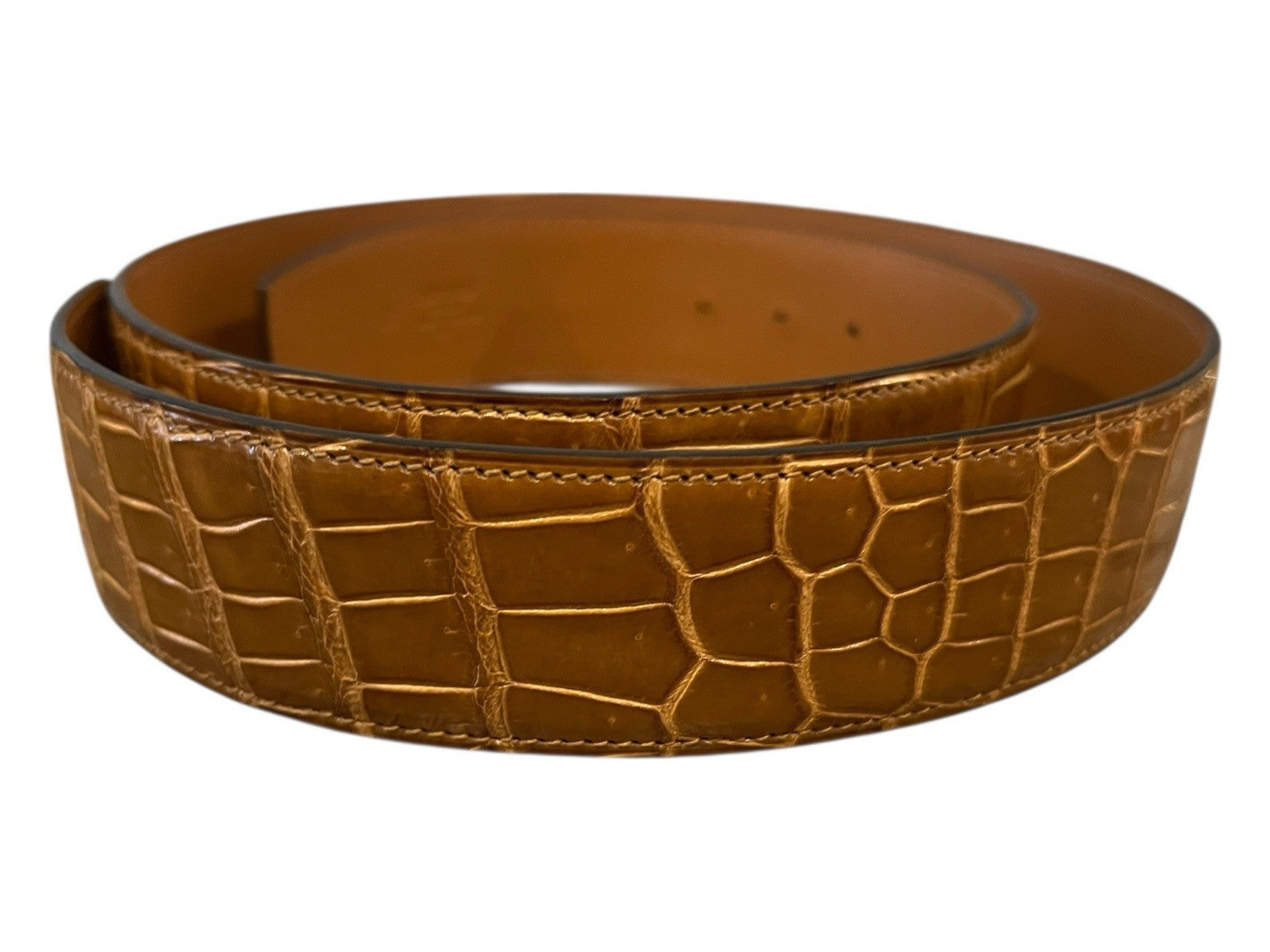 Hermes Brown Croc Belt No Buckle Size 90