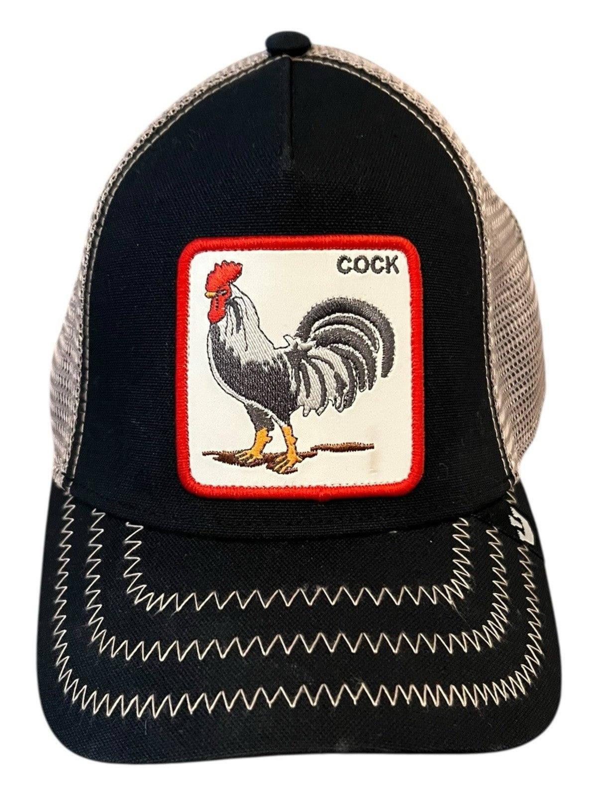 Rooster “Cock” 🐓 Trucker Hat Black Mesh Snapback Baseball