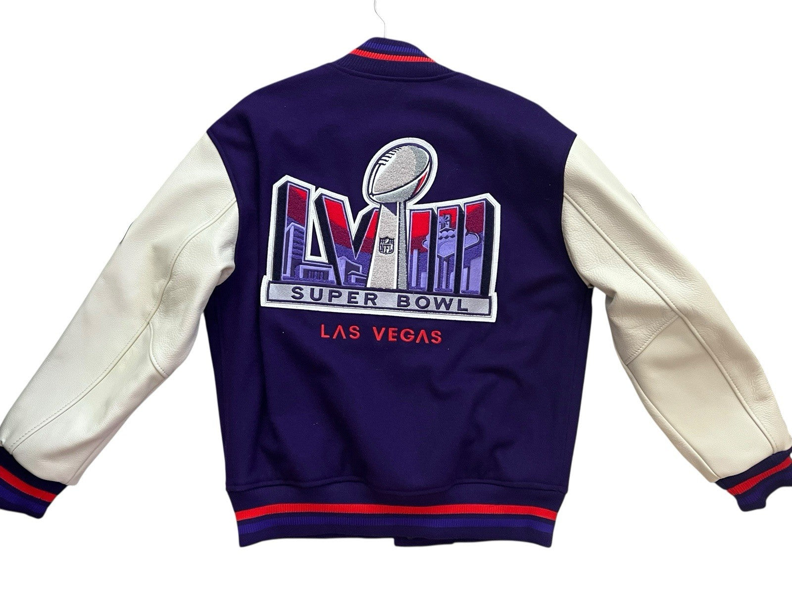 Purple And White Super Bowl LVIII OVO Varsity Jacket