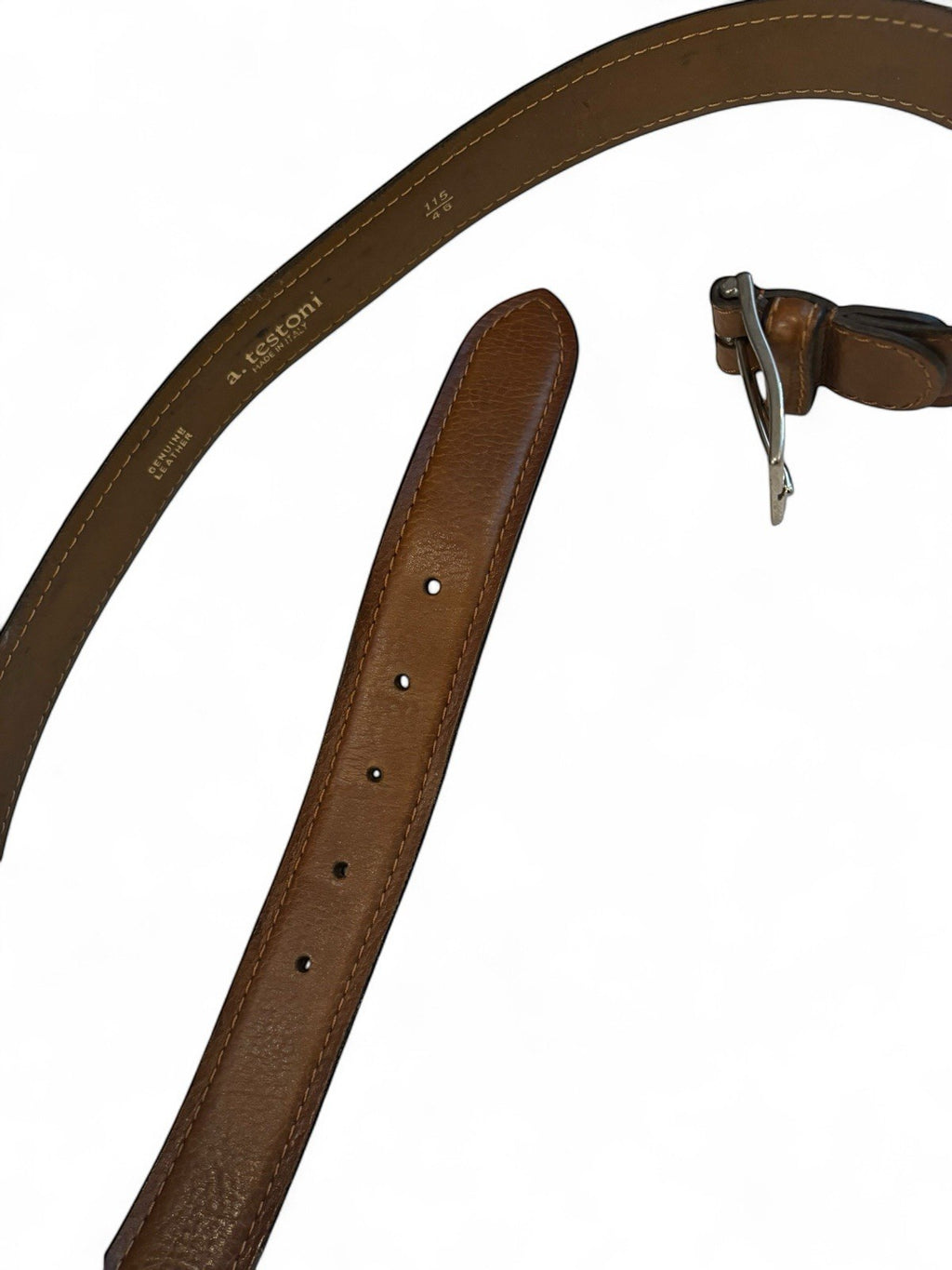 A. Testoni Brown Genuine Leather Belt Size 46/115