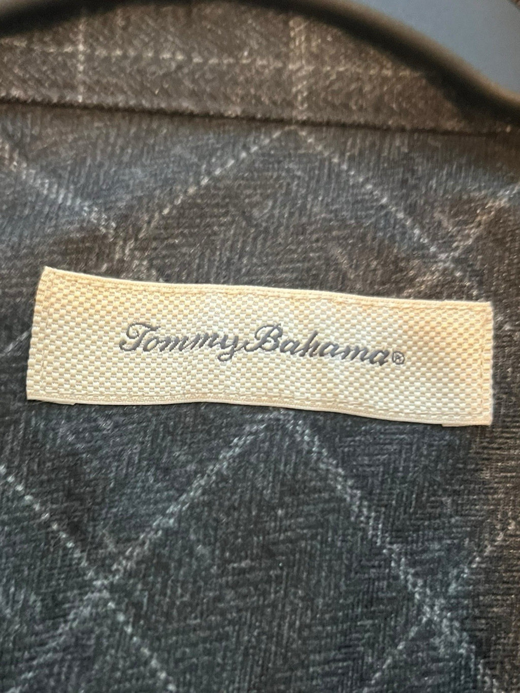 Tommy Bahama Shacket Jacket Men's Size  XL Brown Plaid Button Up Shirt Pockets