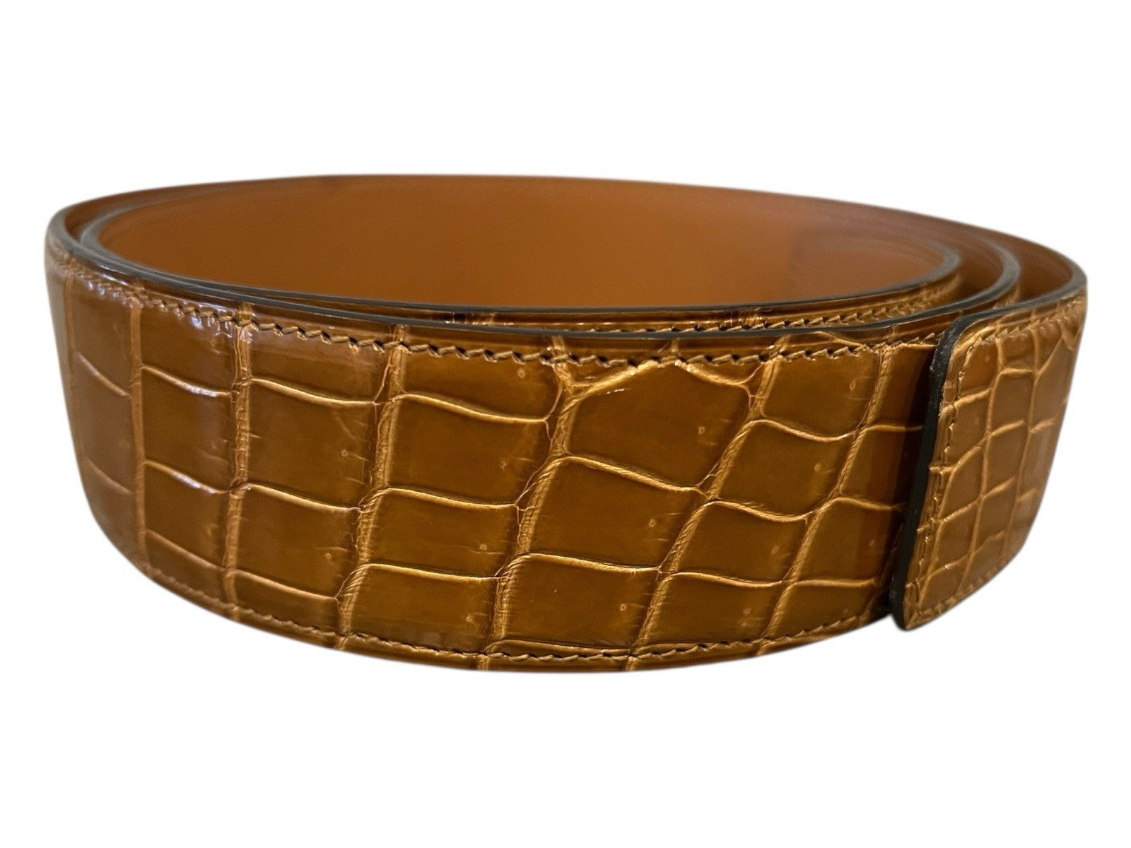 Hermes Brown Croc Belt No Buckle Size 90