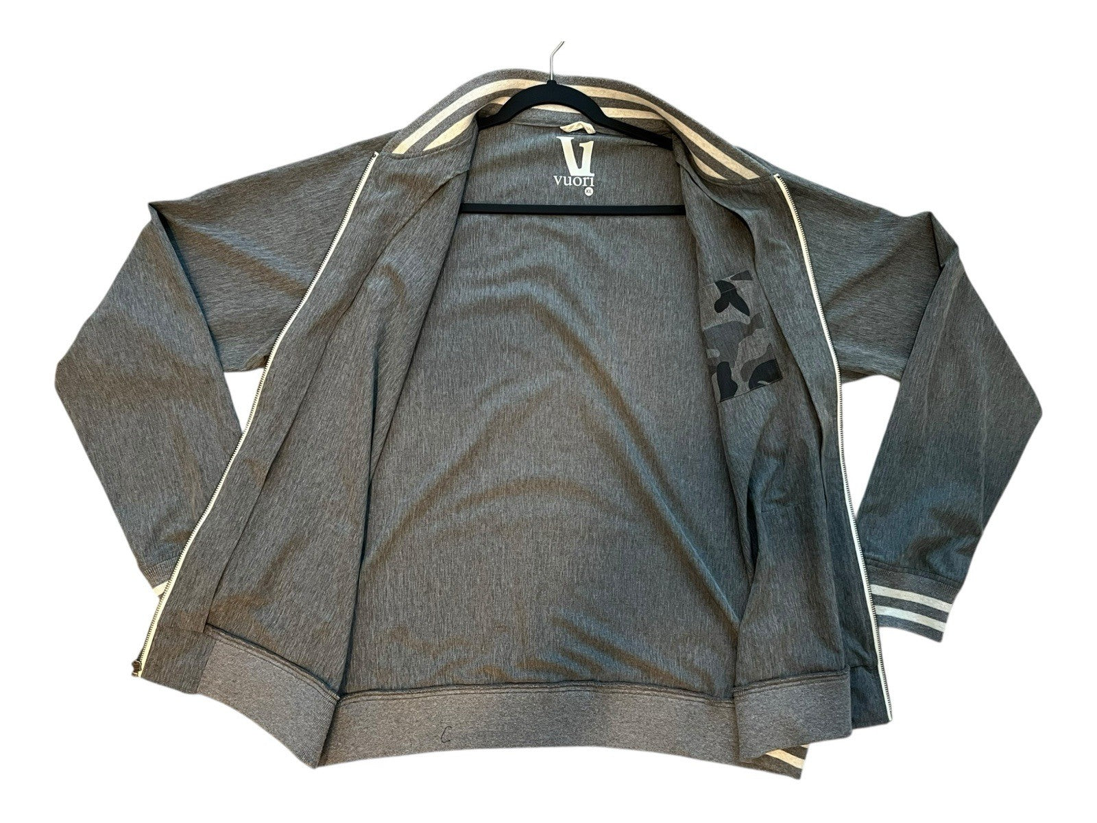 Vuori Men’s Full Zip Track Jacket – Gray – Size XL – Lightweight Stretch Bomber