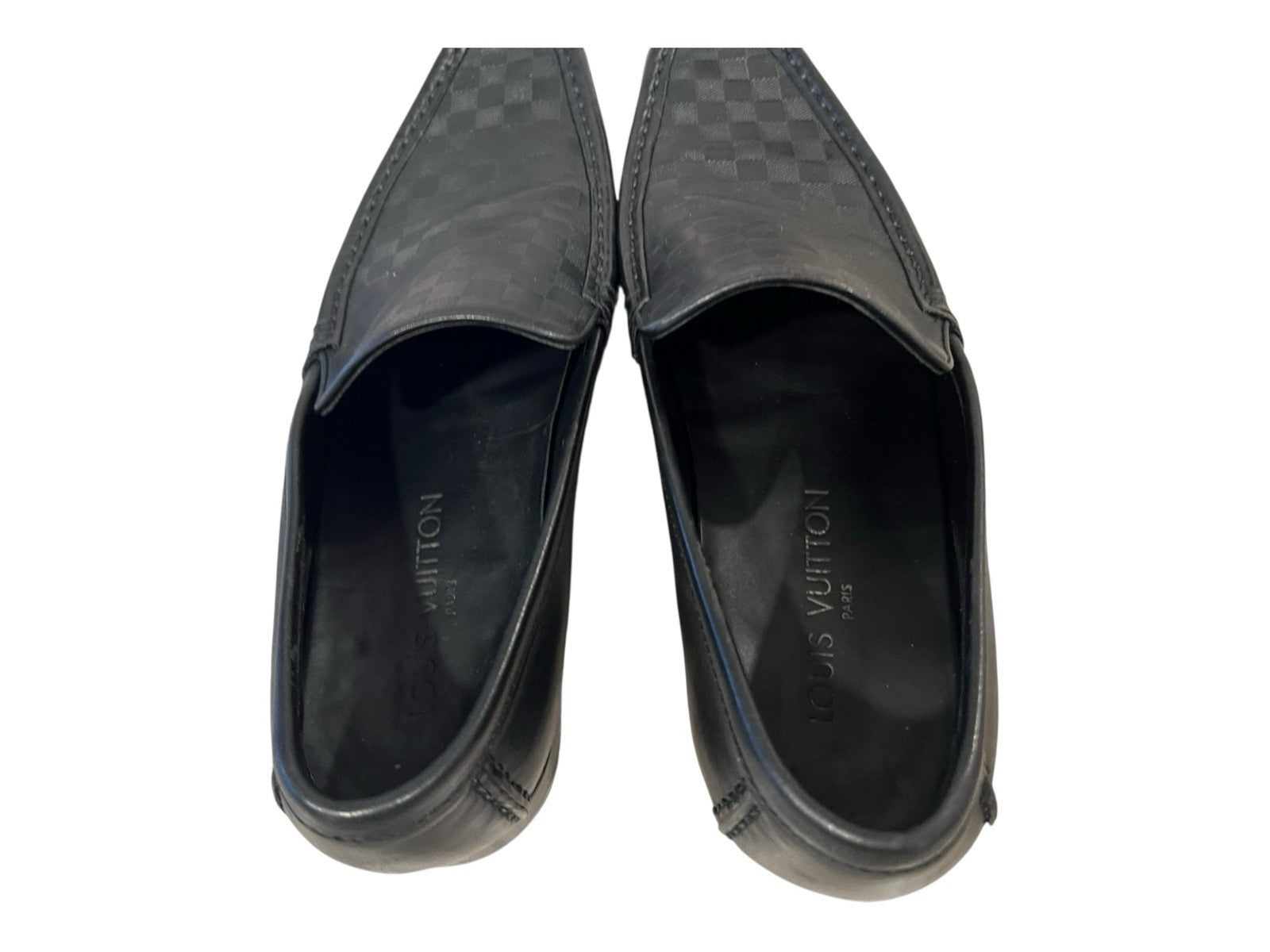 Louis Vuitton Damier Men’s Loafers Size 8.5 Black Leather