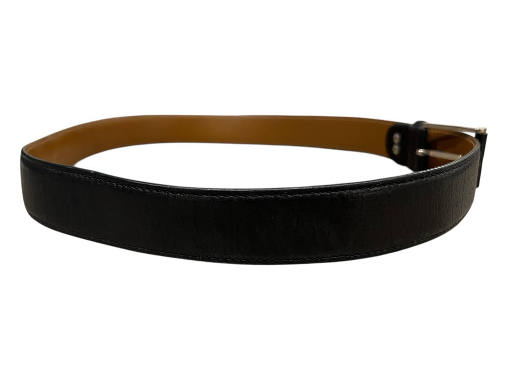 A.Testoni Genuine Leather Black Belt Size 38