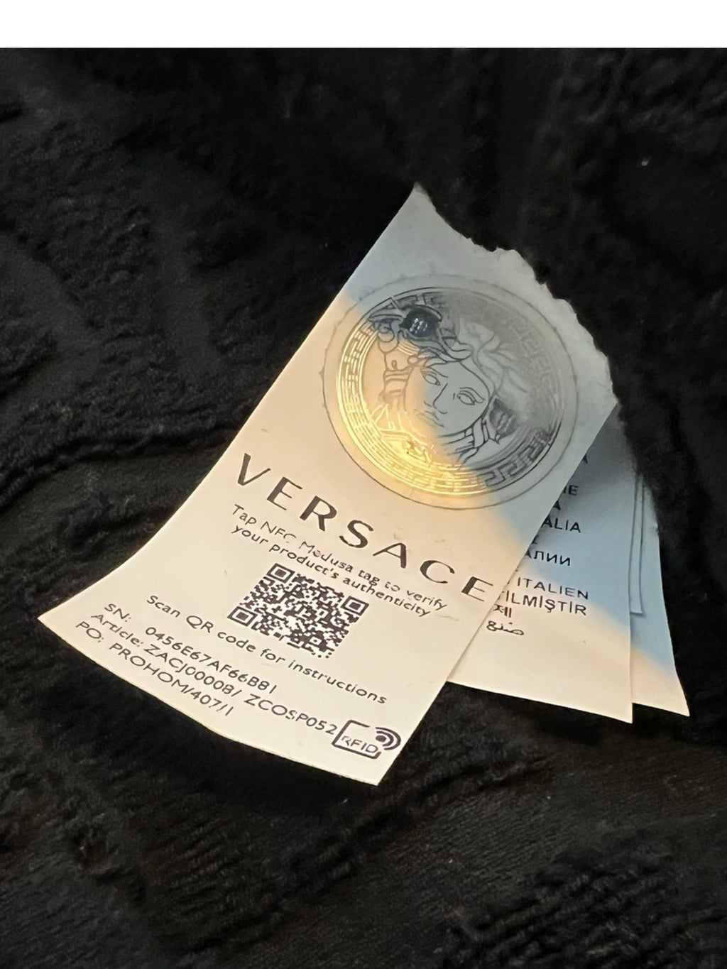 Authentic Versace All-Over Logo Jacquard Robe / Coat – Black & Gold (With Belt) 