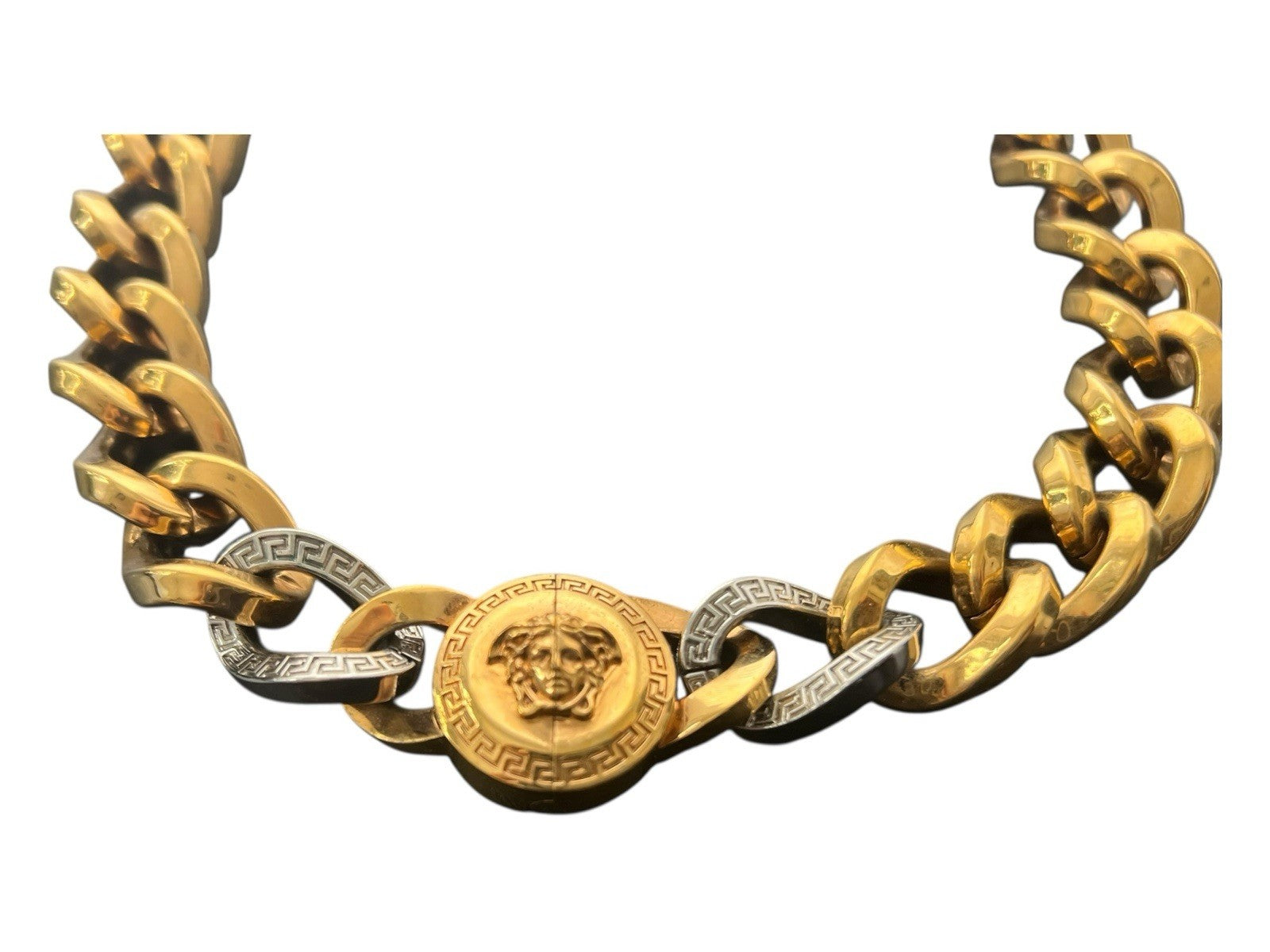 Authentic Versace Medusa Necklace Gold Brass Tribute Gold & Palladium 45 cm