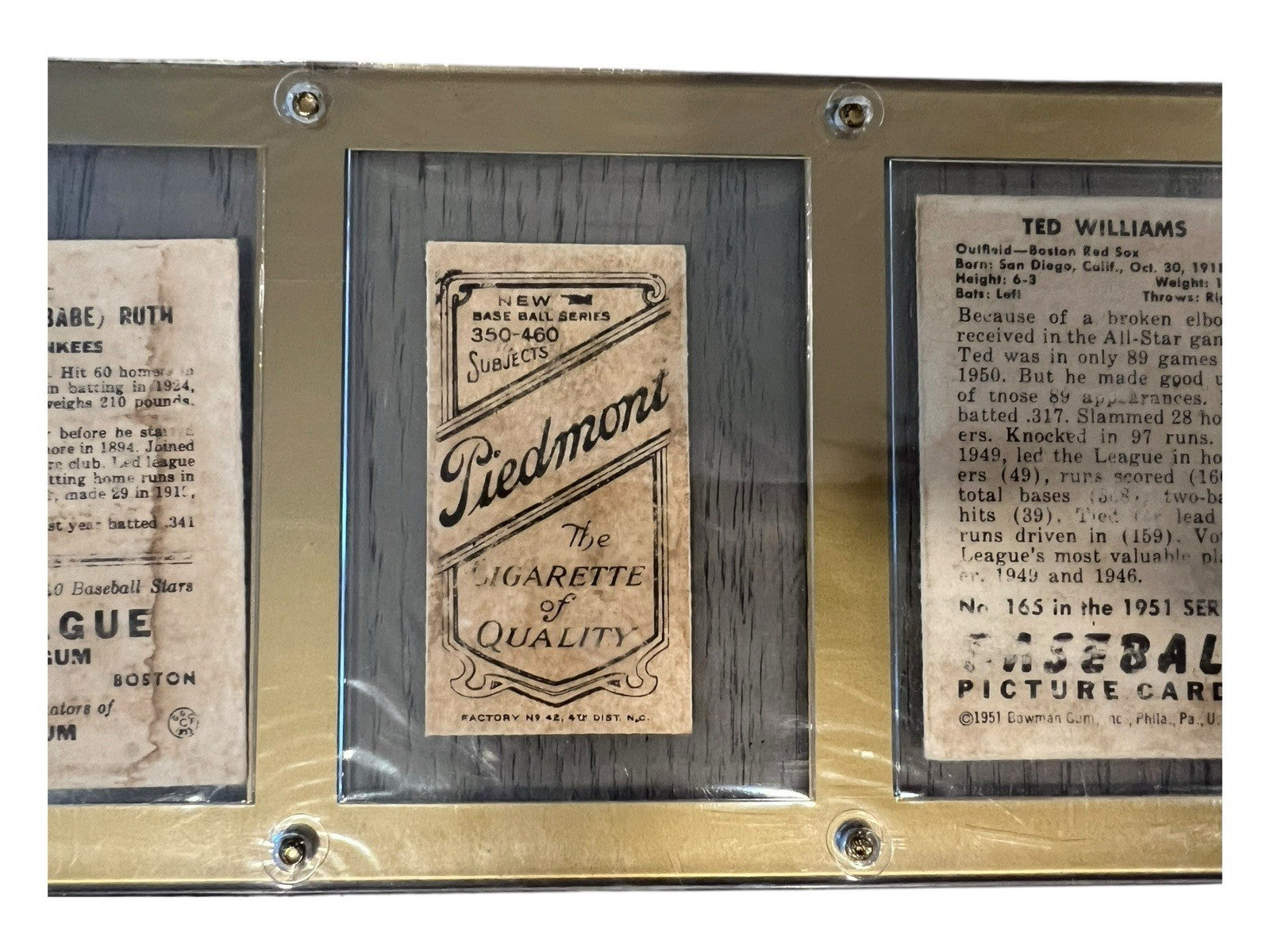 1933 Goudey Babe Ruth Type IV Baseball Card, Ted Williams & T206 Series TY Cobb