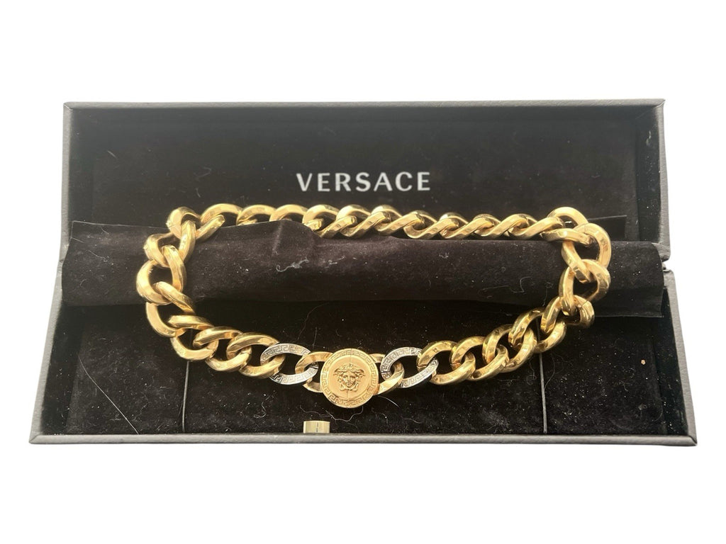 Authentic Versace Medusa Necklace Gold Brass Tribute Gold & Palladium 45 cm