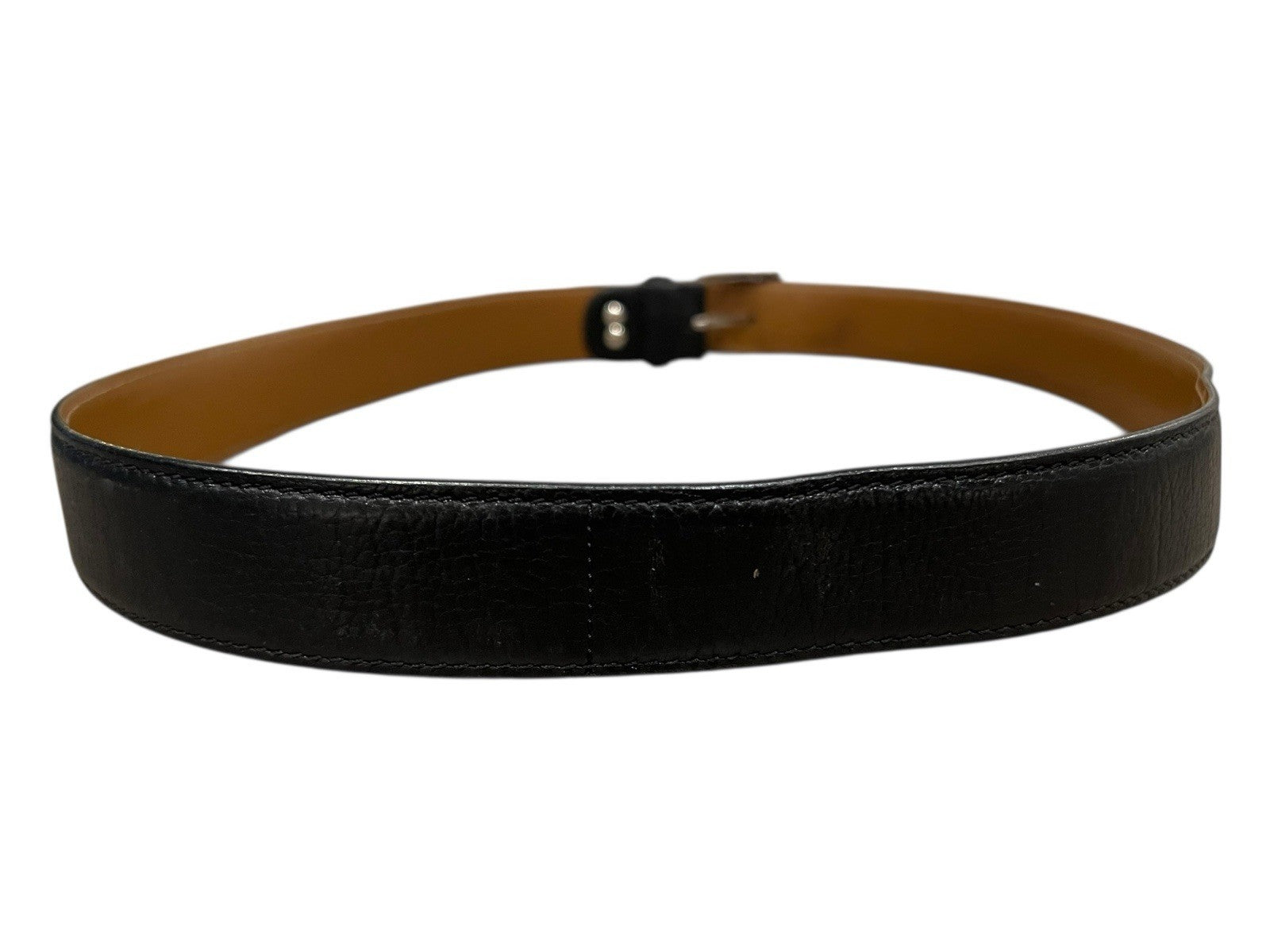 A.Testoni Genuine Leather Black Belt Size 38